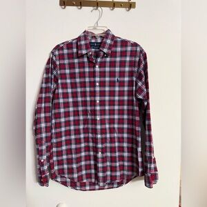 Ralph Lauren Shirt Mens Red Blue Plaid Performance Flannel Size Medium M